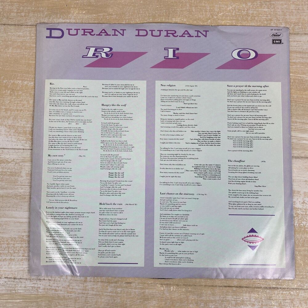 Duran Duran Rio-1982 LP Capitol Records [Vinyl VG++, Jacket in Org Shrink-Wrap] - Picture 6 of 10